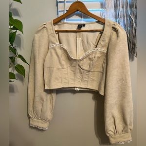 Shein MOD sweetheart neck lace puff sleeve blouse